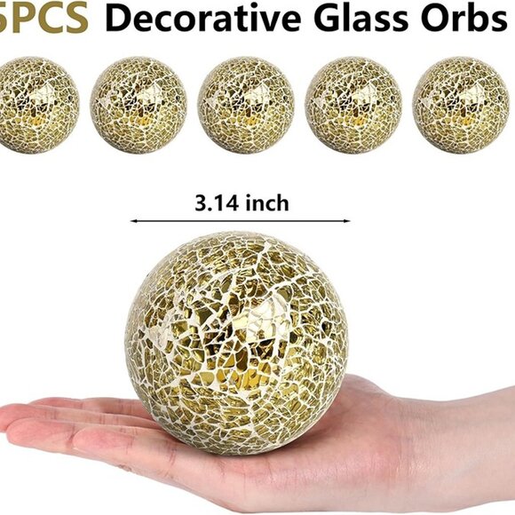 NEW 5PCS Decorative Glass Orbs, 3.14inch Mosaic Sphere Balls - Picture 3 of 7